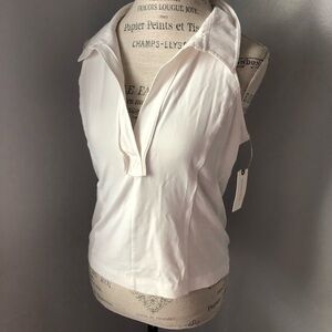 PILCRO Elegant White Sleeveless Top